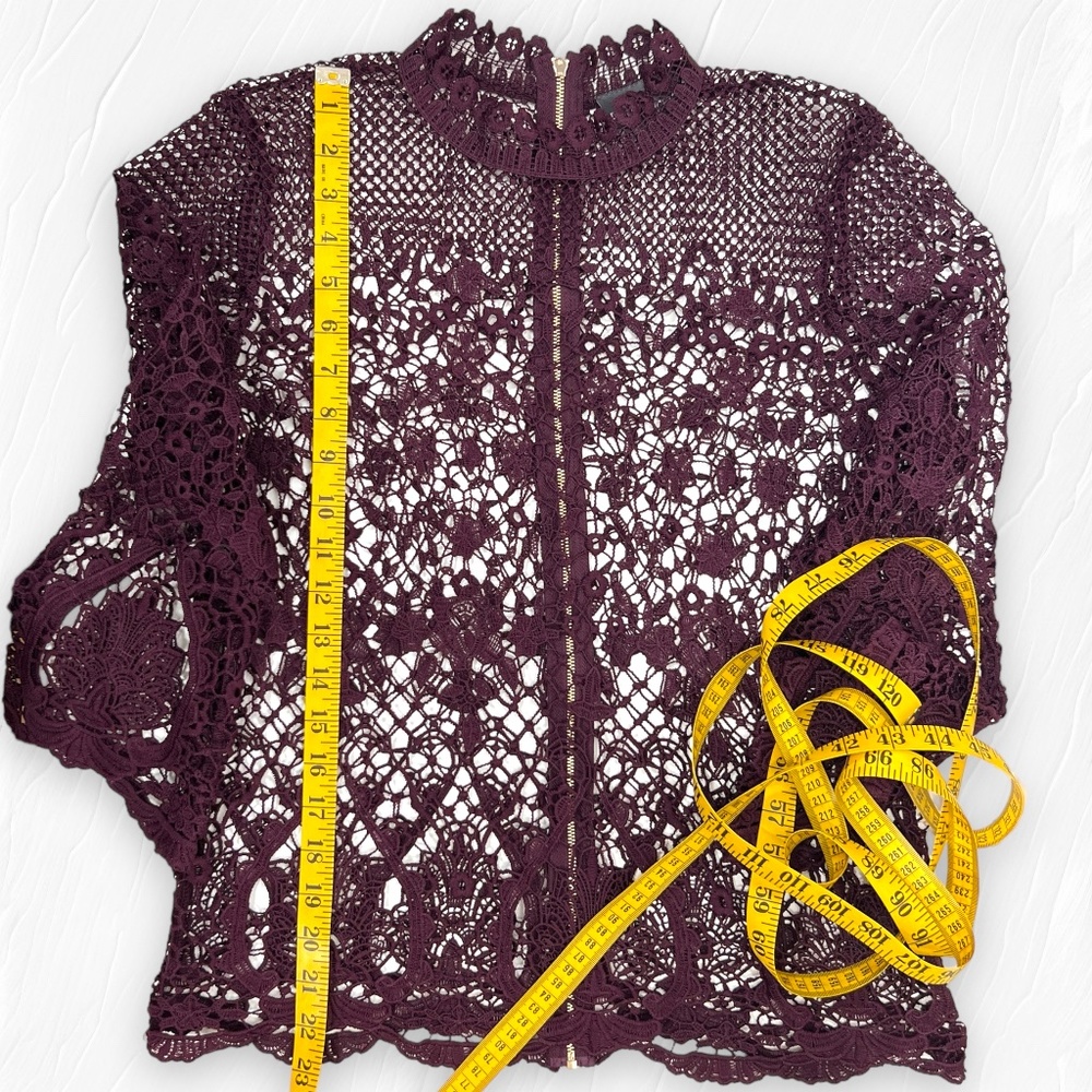 Bold Elements Lace Blouse Exposed Back Zipper 3/4… - image 8